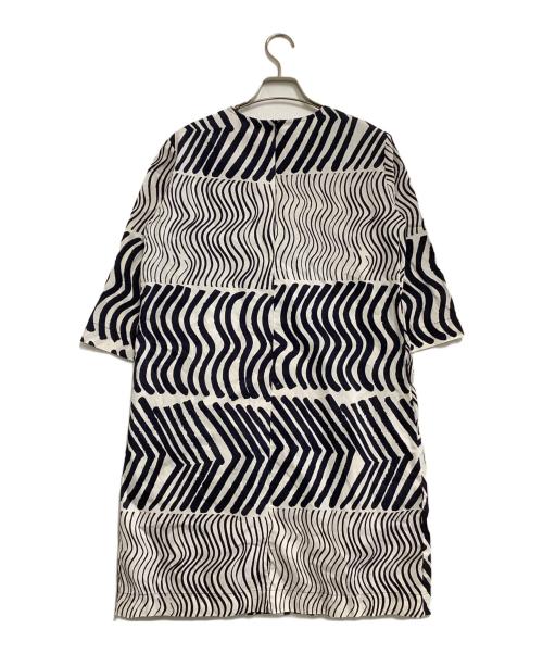 marimekko（マリメッコ）marimekko (マリメッコ) 半袖ワンピース ホワイト×ネイビー サイズ:38の古着・服飾アイテム