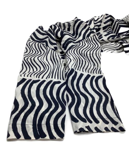 marimekko（マリメッコ）marimekko (マリメッコ) 半袖ワンピース ホワイト×ネイビー サイズ:38の古着・服飾アイテム
