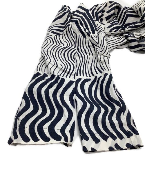 marimekko（マリメッコ）marimekko (マリメッコ) 半袖ワンピース ホワイト×ネイビー サイズ:38の古着・服飾アイテム