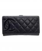 CHANELシャネル）の古着「長財布　カンボン」｜ブラック×ピンク