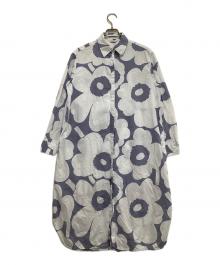 marimekko（マリメッコ）の古着「長袖ワンピース」｜ネイビー×グレー