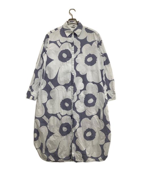 marimekko（マリメッコ）marimekko (マリメッコ) 長袖ワンピース ネイビー×グレー サイズ:38の古着・服飾アイテム