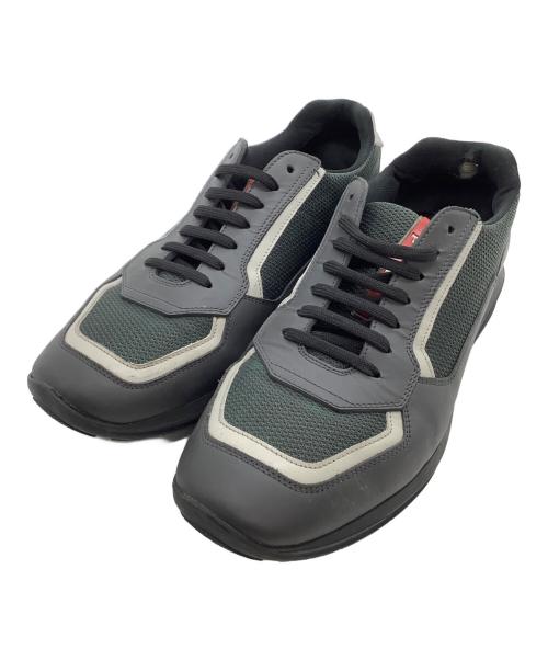 PRADA（プラダ）PRADA (プラダ) レザースニーカー ブラック サイズ:71/2の古着・服飾アイテム