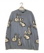 PRADAプラダ）の古着「厚手ニット　17AW　ウサギ柄」｜ブルー