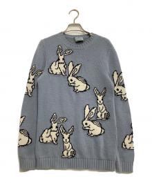 PRADA（プラダ）の古着「厚手ニット　17AW　ウサギ柄」｜ブルー