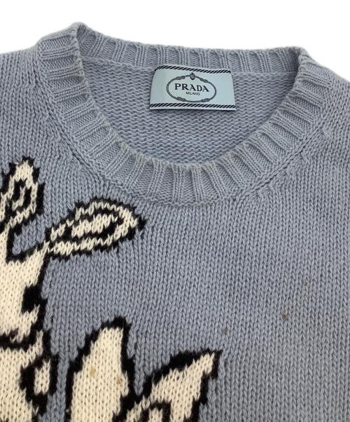 PRADA（プラダ）PRADA (プラダ) 厚手ニット　17AW　ウサギ柄 ブルー サイズ:38の古着・服飾アイテム