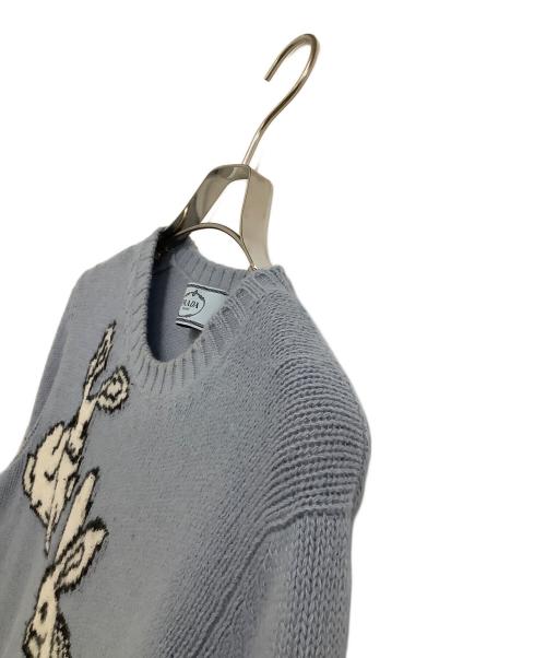 PRADA（プラダ）PRADA (プラダ) 厚手ニット　17AW　ウサギ柄 ブルー サイズ:38の古着・服飾アイテム