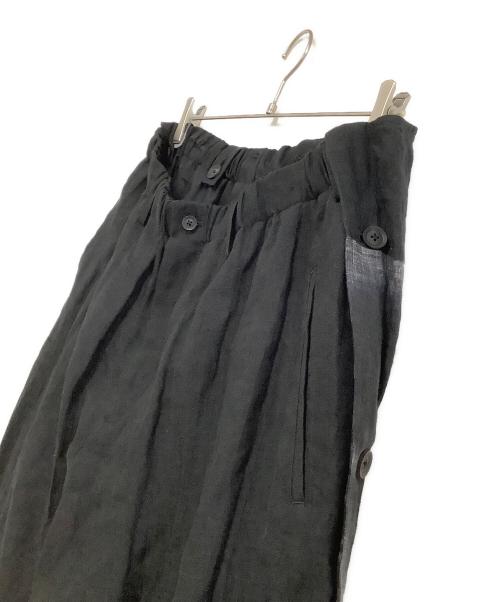 Yohji Yamamoto pour homme（ヨウジヤマモト プールオム）Yohji Yamamoto pour homme (ヨウジヤマモト プールオム) リネンパンツ　21SS ブラック サイズ:3の古着・服飾アイテム