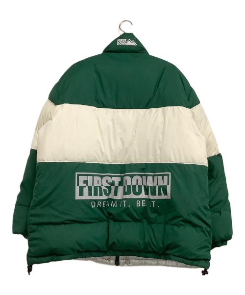 FIRST DOWN（ファーストダウン）FIRST DOWN (ファーストダウン) リバーシブルダウンジャケット シルバー×グリーン サイズ:Mの古着・服飾アイテム