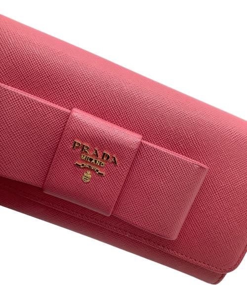 PRADA（プラダ）PRADA (プラダ) 長財布　リボン ピンクの古着・服飾アイテム