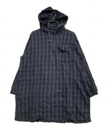 Engineered Garments（エンジニアド ガーメンツ）の古着「長袖シャツ　チェック　コンボショートカラーシャツ」｜ネイビー×グリーン