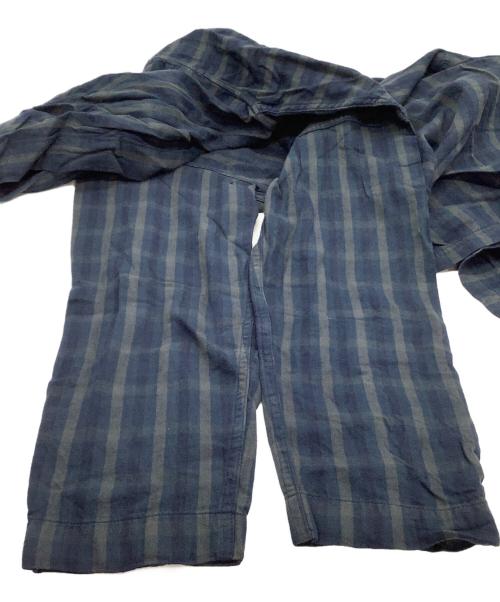 Engineered Garments（エンジニアド ガーメンツ）Engineered Garments (エンジニアド ガーメンツ) 長袖シャツ　チェック　コンボショートカラーシャツ ネイビー×グリーン サイズ:XXSの古着・服飾アイテム
