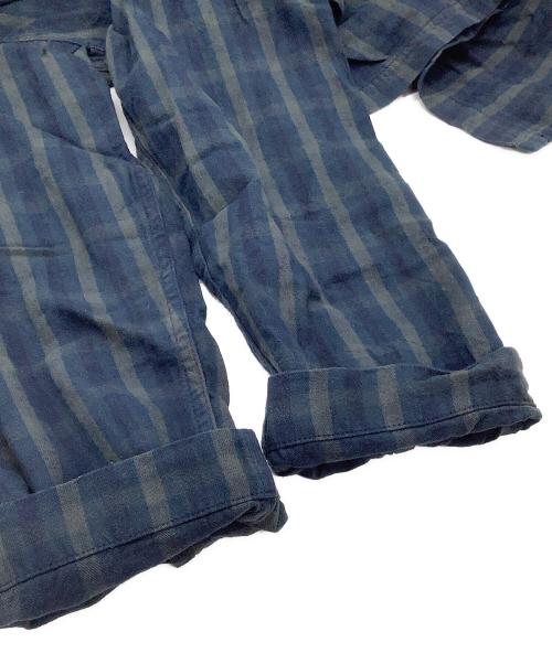 Engineered Garments（エンジニアド ガーメンツ）Engineered Garments (エンジニアド ガーメンツ) 長袖シャツ　チェック　コンボショートカラーシャツ ネイビー×グリーン サイズ:XXSの古着・服飾アイテム