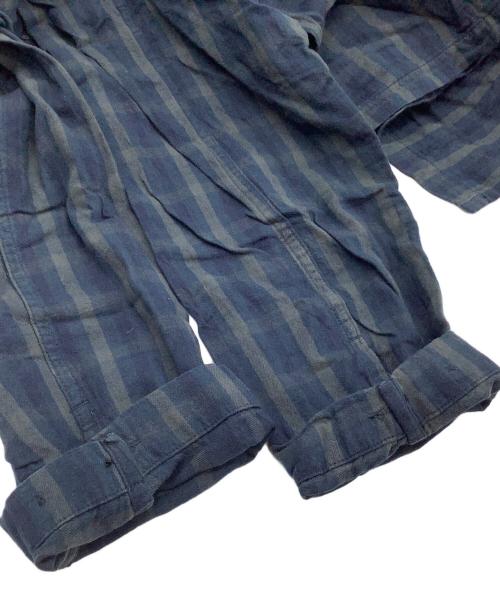 Engineered Garments（エンジニアド ガーメンツ）Engineered Garments (エンジニアド ガーメンツ) 長袖シャツ　チェック　コンボショートカラーシャツ ネイビー×グリーン サイズ:XXSの古着・服飾アイテム