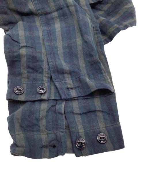 Engineered Garments（エンジニアド ガーメンツ）Engineered Garments (エンジニアド ガーメンツ) 長袖シャツ　チェック　コンボショートカラーシャツ ネイビー×グリーン サイズ:XXSの古着・服飾アイテム