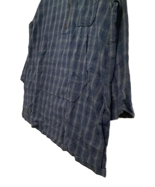 Engineered Garments（エンジニアド ガーメンツ）Engineered Garments (エンジニアド ガーメンツ) 長袖シャツ　チェック　コンボショートカラーシャツ ネイビー×グリーン サイズ:XXSの古着・服飾アイテム