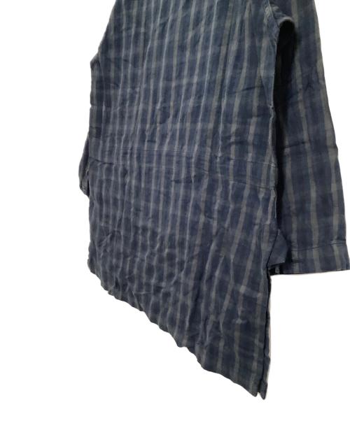 Engineered Garments（エンジニアド ガーメンツ）Engineered Garments (エンジニアド ガーメンツ) 長袖シャツ　チェック　コンボショートカラーシャツ ネイビー×グリーン サイズ:XXSの古着・服飾アイテム