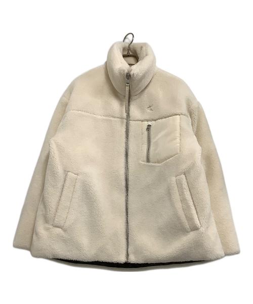 Calvin Klein Jeans（カルバンクラインジーンズ）Calvin Klein Jeans (カルバンクラインジーンズ) バックロゴボアジャケット ベージュ サイズ:Lの古着・服飾アイテム