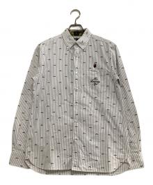 Mr.BATHING APE（ミスターベイジングエイプ）の古着「長袖シャツ」｜グレー×ホワイト