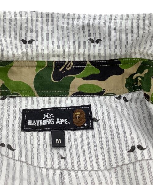 Mr.BATHING APE（ミスターベイジングエイプ）Mr.BATHING APE (ミスターベイジングエイプ) 長袖シャツ グレー×ホワイト サイズ:Mの古着・服飾アイテム