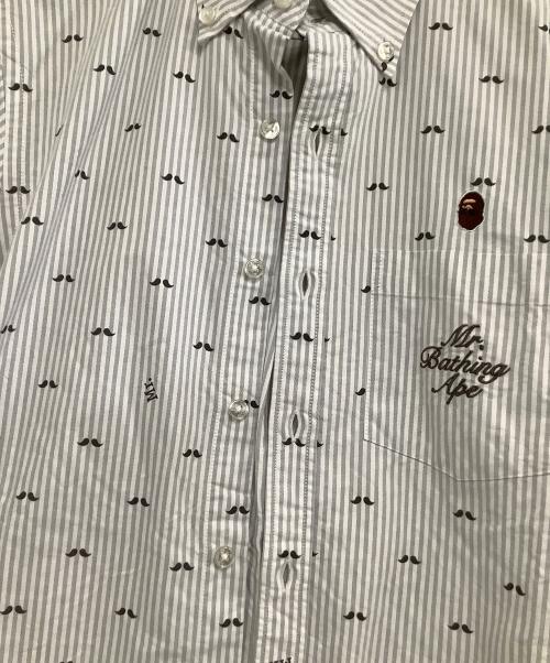 Mr.BATHING APE（ミスターベイジングエイプ）Mr.BATHING APE (ミスターベイジングエイプ) 長袖シャツ グレー×ホワイト サイズ:Mの古着・服飾アイテム