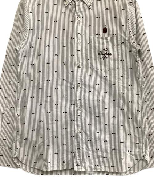 Mr.BATHING APE（ミスターベイジングエイプ）Mr.BATHING APE (ミスターベイジングエイプ) 長袖シャツ グレー×ホワイト サイズ:Mの古着・服飾アイテム