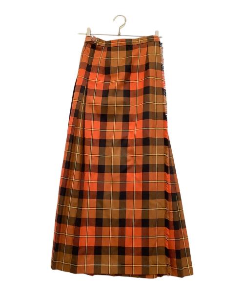O'NEIL OF DUBLIN（オニール オブ ダブリン）O'NEIL OF DUBLIN (オニール オブ ダブリン) チェックラップスカート ブラウン サイズ:40の古着・服飾アイテム