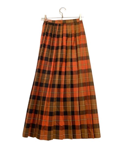 O'NEIL OF DUBLIN（オニール オブ ダブリン）O'NEIL OF DUBLIN (オニール オブ ダブリン) チェックラップスカート ブラウン サイズ:40の古着・服飾アイテム