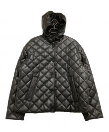 ARMANI EXCHANGE（アルマーニ エクスチェンジ）の古着「レザーライクキルティングブルゾン」｜ブラック
