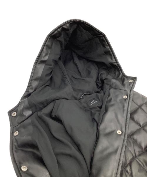 ARMANI EXCHANGE（アルマーニ エクスチェンジ）ARMANI EXCHANGE (アルマーニ エクスチェンジ) レザーライクキルティングブルゾン ブラック サイズ:Lの古着・服飾アイテム
