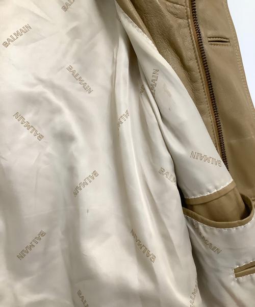 BALMAIN（バルマン）BALMAIN (バルマン) ラムレザーコート キャメル サイズ:Lの古着・服飾アイテム