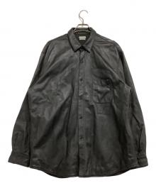 STEVEN ALAN（スティーブンアラン）の古着「長袖シャツ　SHEEP LEATHER REGULAR COLLAR SHIRT-LOOSE」｜ブラック