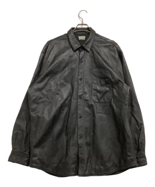 STEVEN ALAN（スティーブンアラン）STEVEN ALAN (スティーブンアラン) 長袖シャツ　SHEEP LEATHER REGULAR COLLAR SHIRT-LOOSE ブラック サイズ:XLの古着・服飾アイテム