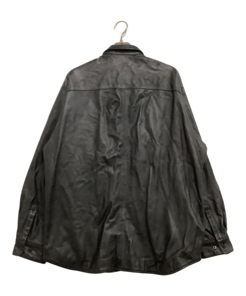 STEVEN ALAN（スティーブンアラン）STEVEN ALAN (スティーブンアラン) 長袖シャツ　SHEEP LEATHER REGULAR COLLAR SHIRT-LOOSE ブラック サイズ:XLの古着・服飾アイテム
