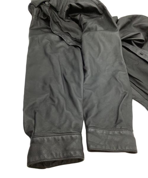 STEVEN ALAN（スティーブンアラン）STEVEN ALAN (スティーブンアラン) 長袖シャツ　SHEEP LEATHER REGULAR COLLAR SHIRT-LOOSE ブラック サイズ:XLの古着・服飾アイテム