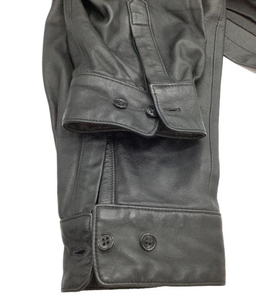 STEVEN ALAN（スティーブンアラン）STEVEN ALAN (スティーブンアラン) 長袖シャツ　SHEEP LEATHER REGULAR COLLAR SHIRT-LOOSE ブラック サイズ:XLの古着・服飾アイテム