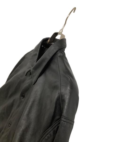 STEVEN ALAN（スティーブンアラン）STEVEN ALAN (スティーブンアラン) 長袖シャツ　SHEEP LEATHER REGULAR COLLAR SHIRT-LOOSE ブラック サイズ:XLの古着・服飾アイテム