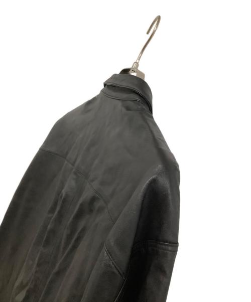 STEVEN ALAN（スティーブンアラン）STEVEN ALAN (スティーブンアラン) 長袖シャツ　SHEEP LEATHER REGULAR COLLAR SHIRT-LOOSE ブラック サイズ:XLの古着・服飾アイテム
