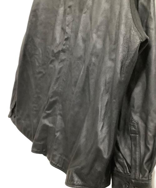 STEVEN ALAN（スティーブンアラン）STEVEN ALAN (スティーブンアラン) 長袖シャツ　SHEEP LEATHER REGULAR COLLAR SHIRT-LOOSE ブラック サイズ:XLの古着・服飾アイテム