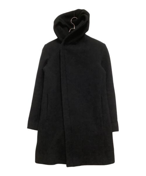 Junhashimoto（ジュンハシモト）Junhashimoto (ジュンハシモト) ウールコート　WRAP HOODED COAT ブラック サイズ:3の古着・服飾アイテム
