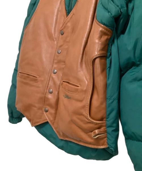 Schott（ショット）Schott (ショット) ダウンジャケット グリーン×ブラウン サイズ:40の古着・服飾アイテム
