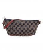 GUCCIグッチ）の古着「アクセサリーポーチ　GGキャンバス」｜ベージュ×ネイビー