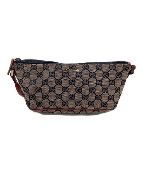 GUCCI（グッチ）GUCCI (グッチ) アクセサリーポーチ　	GGキャンバス ベージュ×ネイビーの古着・服飾アイテム