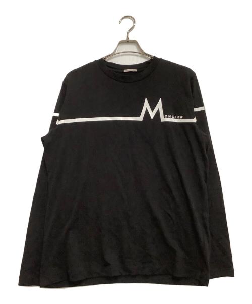 MONCLER（モンクレール）MONCLER (モンクレール) フロントプリント クルーネック ロングスリーブ カットソー ブラック サイズ:Mの古着・服飾アイテム