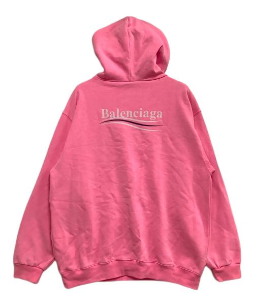 BALENCIAGA（バレンシアガ）BALENCIAGA (バレンシアガ) キャンペーンロゴプルオーバーパーカー ピンク サイズ:Mの古着・服飾アイテム