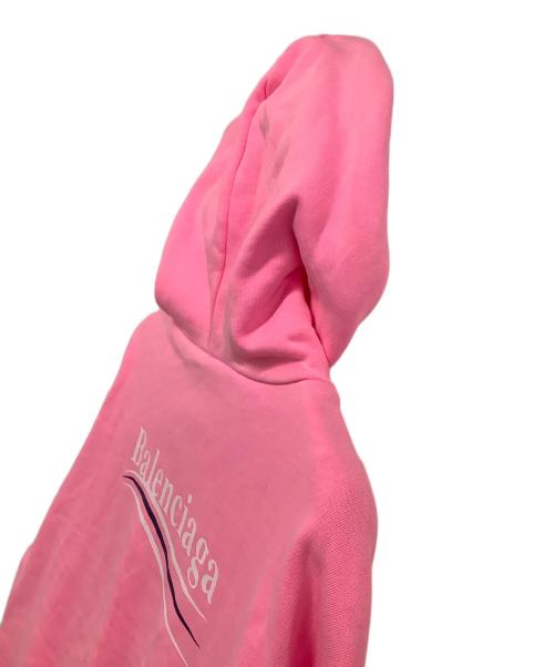 BALENCIAGA（バレンシアガ）BALENCIAGA (バレンシアガ) キャンペーンロゴプルオーバーパーカー ピンク サイズ:Mの古着・服飾アイテム