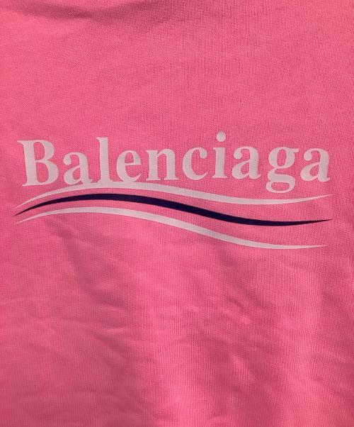 BALENCIAGA（バレンシアガ）BALENCIAGA (バレンシアガ) キャンペーンロゴプルオーバーパーカー ピンク サイズ:Mの古着・服飾アイテム