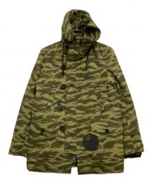 stussy×nano・universe（ステューシー×ナノ・ユニバース）の古着「ダウンジャケット　カモフラージュ柄」｜オリーブ