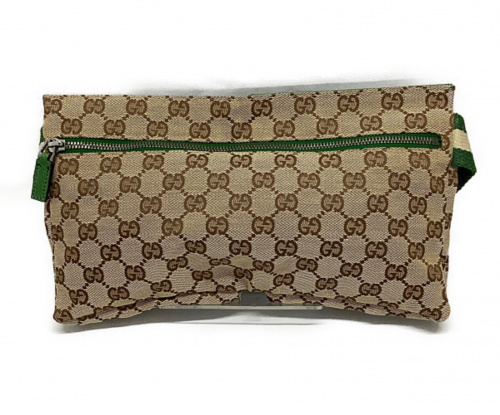 GUCCI（グッチ）GUCCI (グッチ) ウエストバッグ グリーン×ベージュ サイズ:- GGキャンバス 28566 200047の古着・服飾アイテム
