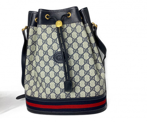 GUCCI（グッチ）GUCCI (グッチ) 巾着ショルダーバッグ ネイビー サイズ:- 001 58 0933の古着・服飾アイテム